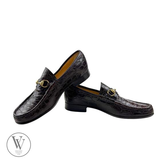 GUCCI Brown Crocodile Leather Horsebit Loafer Mens 11 ITALY - Picture 5 of 10
